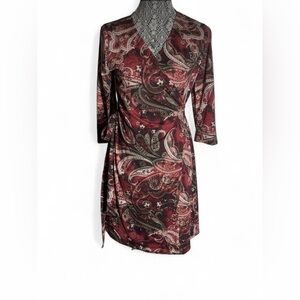 LuLaRoe Burgundy and cream Paisley Long Sleeve Dress